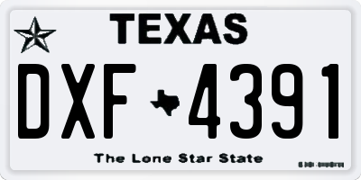 TX license plate DXF4391