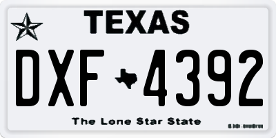 TX license plate DXF4392