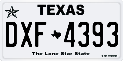 TX license plate DXF4393