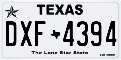 TX license plate DXF4394