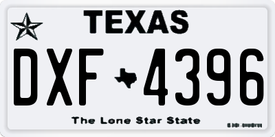 TX license plate DXF4396