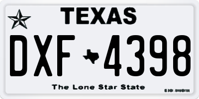 TX license plate DXF4398