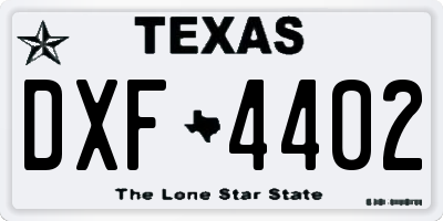TX license plate DXF4402