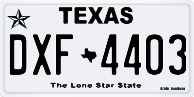 TX license plate DXF4403
