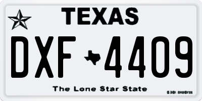 TX license plate DXF4409