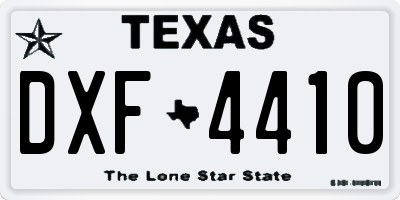 TX license plate DXF4410