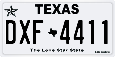 TX license plate DXF4411