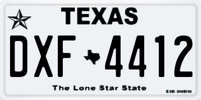 TX license plate DXF4412