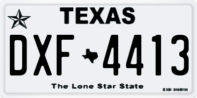 TX license plate DXF4413