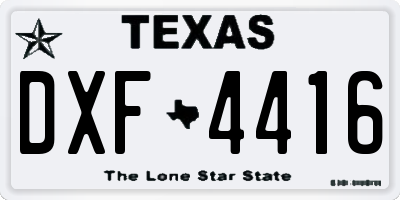 TX license plate DXF4416