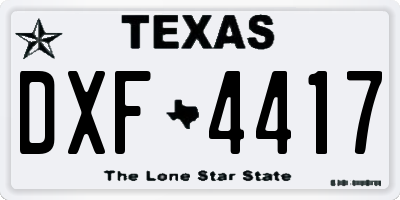 TX license plate DXF4417