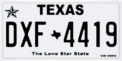 TX license plate DXF4419
