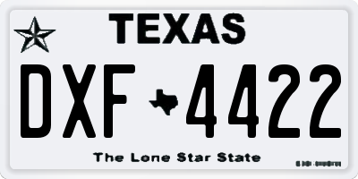 TX license plate DXF4422