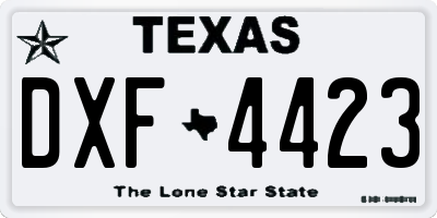 TX license plate DXF4423