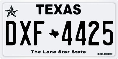 TX license plate DXF4425