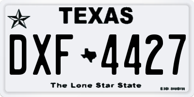 TX license plate DXF4427