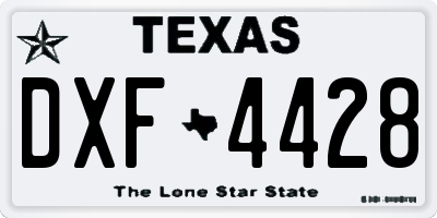 TX license plate DXF4428