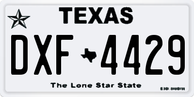 TX license plate DXF4429
