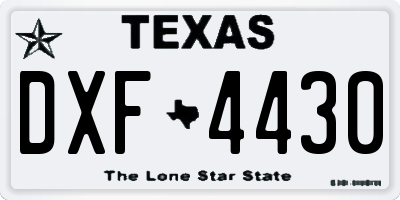 TX license plate DXF4430