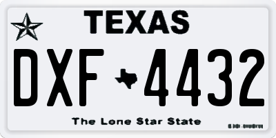TX license plate DXF4432