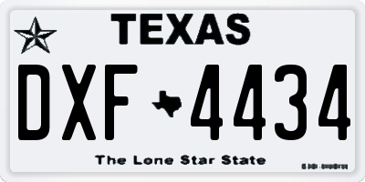 TX license plate DXF4434