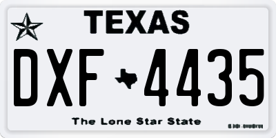 TX license plate DXF4435