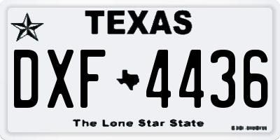TX license plate DXF4436