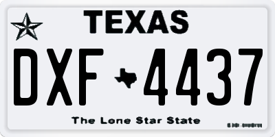 TX license plate DXF4437