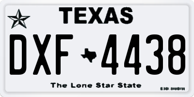 TX license plate DXF4438