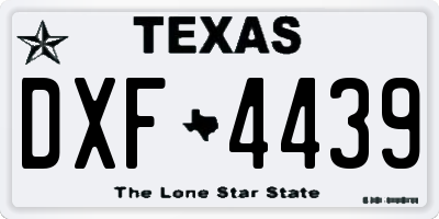 TX license plate DXF4439