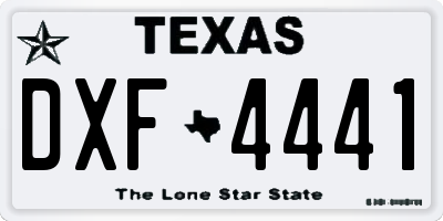 TX license plate DXF4441