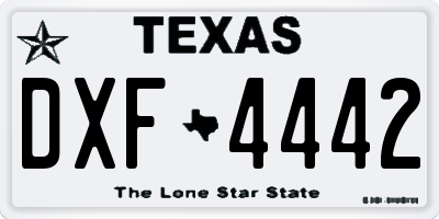 TX license plate DXF4442