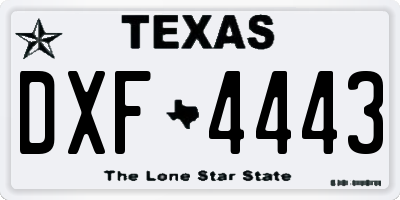 TX license plate DXF4443
