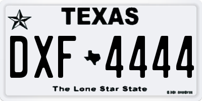 TX license plate DXF4444