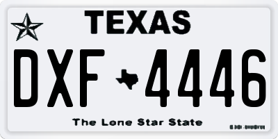TX license plate DXF4446