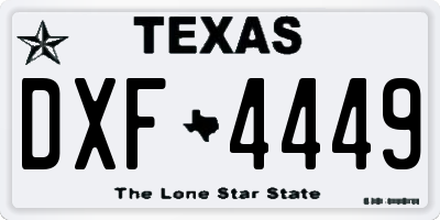 TX license plate DXF4449