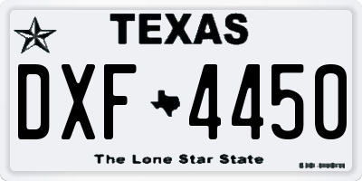 TX license plate DXF4450