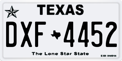 TX license plate DXF4452