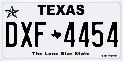 TX license plate DXF4454