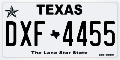 TX license plate DXF4455