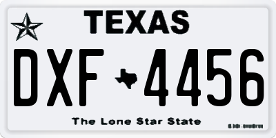 TX license plate DXF4456