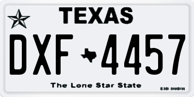 TX license plate DXF4457