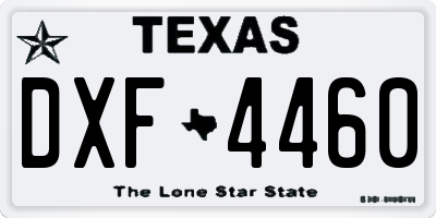 TX license plate DXF4460