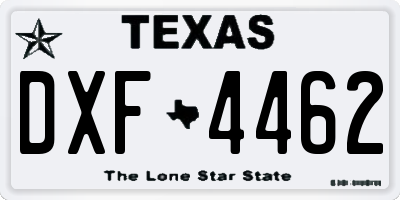 TX license plate DXF4462