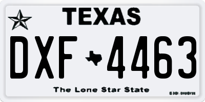 TX license plate DXF4463