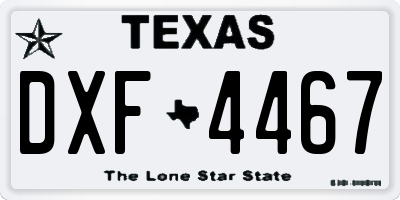 TX license plate DXF4467