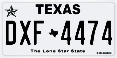 TX license plate DXF4474