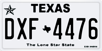 TX license plate DXF4476
