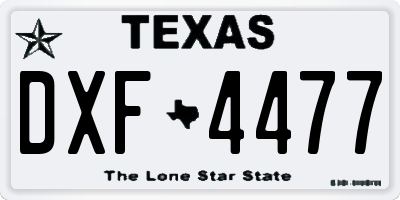 TX license plate DXF4477