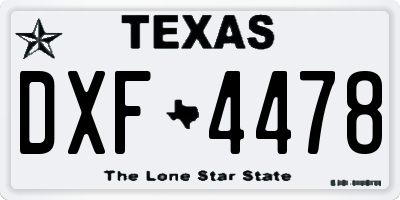 TX license plate DXF4478